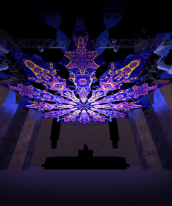 Big Star and Central Eye - 12 Petals Canopy Set - UV-Reactive Flurescent Ceiling Decoration - 3D-Preview