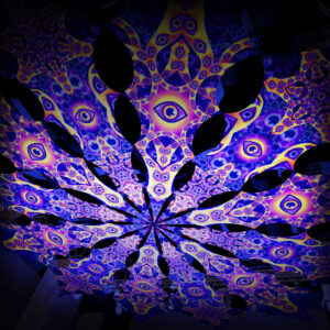 Big Star and Central Eye - 12 Petals Canopy Set - UV-Reactive Flurescent Ceiling Decoration - 3D-Preview