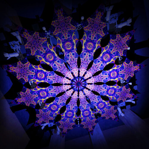 Central Eye - 12 Petals Canopy Set - UV-Reactive Flurescent Ceiling Decoration - 3D-Preview