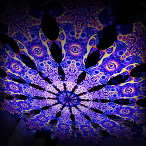 Central Eye - 12 Petals Canopy Set - UV-Reactive Flurescent Ceiling Decoration - 3D-Preview
