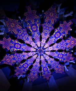 Central Eye and Two Stars - 12 Petals Canopy Set - UV-Reactive Flurescent Ceiling Decoration - 3D-Preview