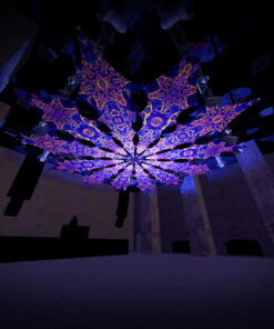 Central Eye and Two Stars - 12 Petals Canopy Set - UV-Reactive Flurescent Ceiling Decoration - 3D-Preview