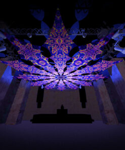 Central Eye and Two Stars - 12 Petals Canopy Set - UV-Reactive Flurescent Ceiling Decoration - 3D-Preview
