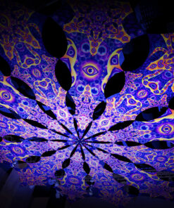 Central Eye and Two Stars - 12 Petals Canopy Set - UV-Reactive Flurescent Ceiling Decoration - 3D-Preview