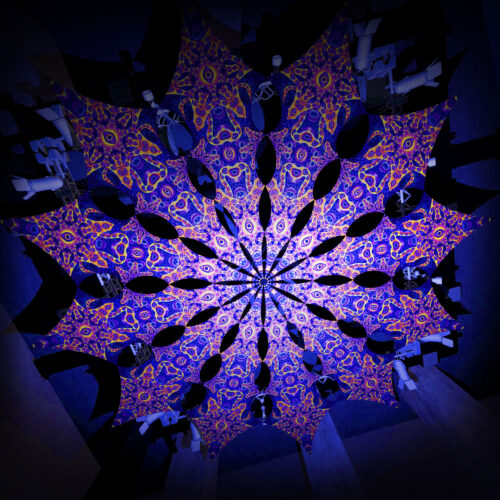 Two Stars - 12 Petals Canopy Set - UV-Reactive Flurescent Ceiling Decoration - 3D-Preview