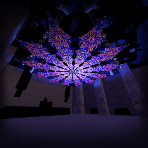 Two Stars - 12 Petals Canopy Set - UV-Reactive Flurescent Ceiling Decoration - 3D-Preview