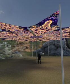 Two Stars and Big Star - 12 Petals Canopy Set - UV-Reactive Flurescent Ceiling Decoration - 3D-Preview