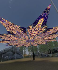 Two Stars and Big Star - 12 Petals Canopy Set - UV-Reactive Flurescent Ceiling Decoration - 3D-Preview