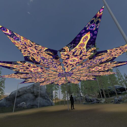 Two Stars and Big Star - 12 Petals Canopy Set - UV-Reactive Flurescent Ceiling Decoration - 3D-Preview