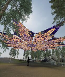 Two Stars and Big Star - 12 Petals Canopy Set - UV-Reactive Flurescent Ceiling Decoration - 3D-Preview