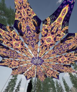 Two Stars and Big Star - 12 Petals Canopy Set - UV-Reactive Flurescent Ceiling Decoration - 3D-Preview