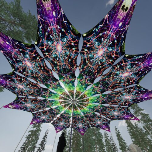 Alien Galaxy - 12 Petals Canopy Set - UV-Reactive Flurescent Ceiling Decoration - 3D-Preview