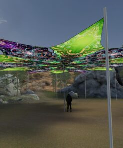 Alien Galaxy and Trippy Alien - 12 Petals Canopy Set - UV-Reactive Flurescent Ceiling Decoration - 3D-Preview