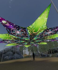 Alien Galaxy and Trippy Alien - 12 Petals Canopy Set - UV-Reactive Flurescent Ceiling Decoration - 3D-Preview