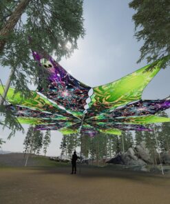 Alien Galaxy and Trippy Alien - 12 Petals Canopy Set - UV-Reactive Flurescent Ceiling Decoration - 3D-Preview