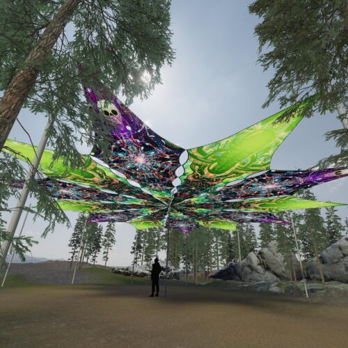 Alien Galaxy and Trippy Alien - 12 Petals Canopy Set - UV-Reactive Flurescent Ceiling Decoration - 3D-Preview