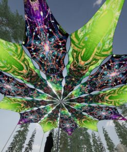 Alien Galaxy and Trippy Alien - 12 Petals Canopy Set - UV-Reactive Flurescent Ceiling Decoration - 3D-Preview