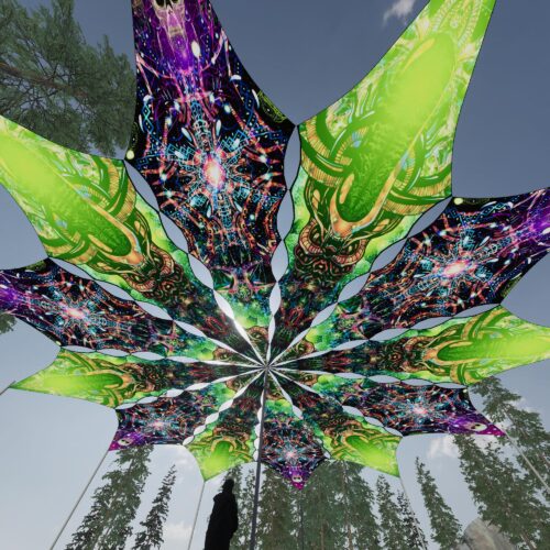 Alien Galaxy and Trippy Alien - 12 Petals Canopy Set - UV-Reactive Flurescent Ceiling Decoration - 3D-Preview