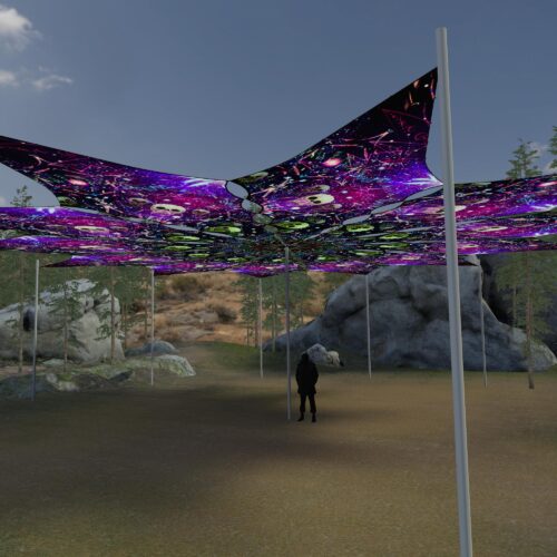 Space Skulls - 12 Petals Canopy Set - UV-Reactive Flurescent Ceiling Decoration - 3D-Preview