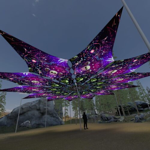 Space Skulls - 12 Petals Canopy Set - UV-Reactive Flurescent Ceiling Decoration - 3D-Preview