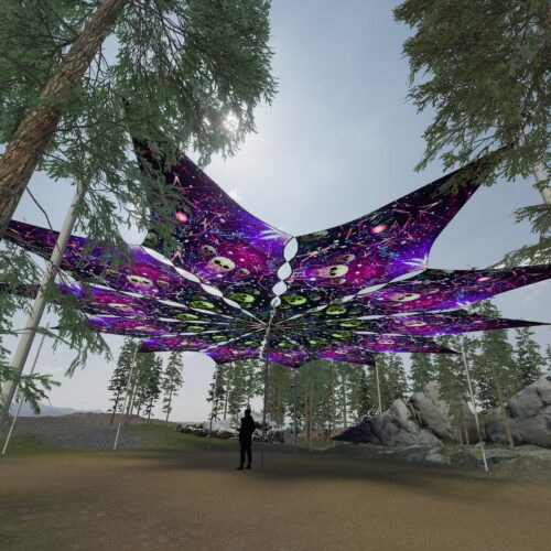 Space Skulls - 12 Petals Canopy Set - UV-Reactive Flurescent Ceiling Decoration - 3D-Preview