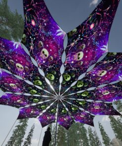 Space Skulls - 12 Petals Canopy Set - UV-Reactive Flurescent Ceiling Decoration - 3D-Preview