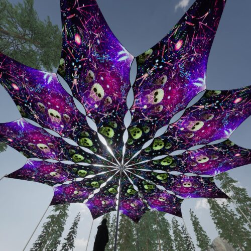 Space Skulls - 12 Petals Canopy Set - UV-Reactive Flurescent Ceiling Decoration - 3D-Preview