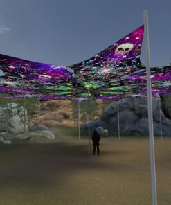 Space Skulls and Alien Galaxy - 12 Petals Canopy Set - UV-Reactive Flurescent Ceiling Decoration - 3D-Preview