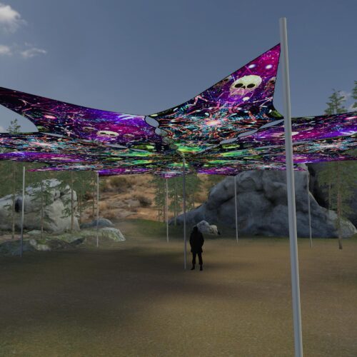 Space Skulls and Alien Galaxy - 12 Petals Canopy Set - UV-Reactive Flurescent Ceiling Decoration - 3D-Preview