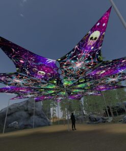 Space Skulls and Alien Galaxy - 12 Petals Canopy Set - UV-Reactive Flurescent Ceiling Decoration - 3D-Preview