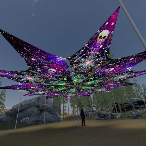 Space Skulls and Alien Galaxy - 12 Petals Canopy Set - UV-Reactive Flurescent Ceiling Decoration - 3D-Preview