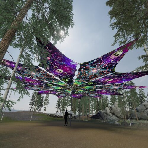 Space Skulls and Alien Galaxy - 12 Petals Canopy Set - UV-Reactive Flurescent Ceiling Decoration - 3D-Preview