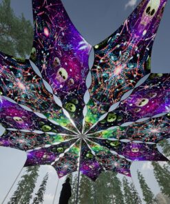 Space Skulls and Alien Galaxy - 12 Petals Canopy Set - UV-Reactive Flurescent Ceiling Decoration - 3D-Preview