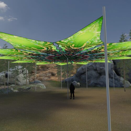 Trippy Alien - 12 Petals Canopy Set - UV-Reactive Flurescent Ceiling Decoration - 3D-Preview