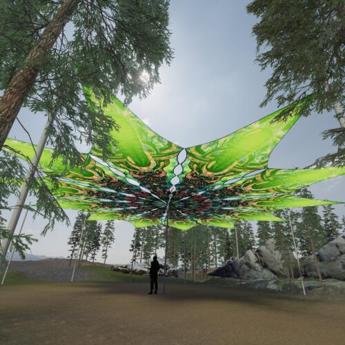 Trippy Alien - 12 Petals Canopy Set - UV-Reactive Flurescent Ceiling Decoration - 3D-Preview