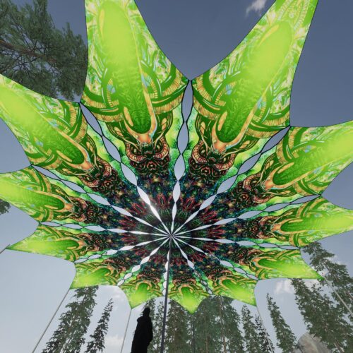 Trippy Alien - 12 Petals Canopy Set - UV-Reactive Flurescent Ceiling Decoration - 3D-Preview