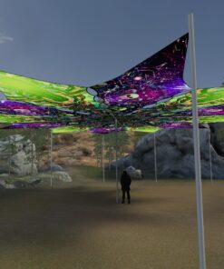 Trippy Alien and Space Skulls - 12 Petals Canopy Set - UV-Reactive Flurescent Ceiling Decoration - 3D-Preview