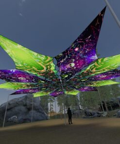 Trippy Alien and Space Skulls - 12 Petals Canopy Set - UV-Reactive Flurescent Ceiling Decoration - 3D-Preview