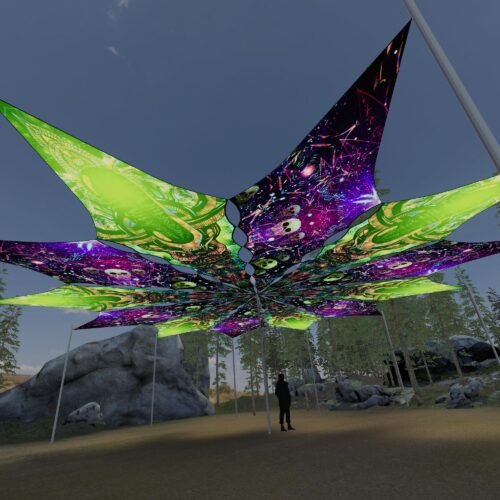 Trippy Alien and Space Skulls - 12 Petals Canopy Set - UV-Reactive Flurescent Ceiling Decoration - 3D-Preview