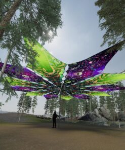 Trippy Alien and Space Skulls - 12 Petals Canopy Set - UV-Reactive Flurescent Ceiling Decoration - 3D-Preview