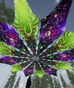 Trippy Alien and Space Skulls - 12 Petals Canopy Set - UV-Reactive Flurescent Ceiling Decoration - 3D-Preview