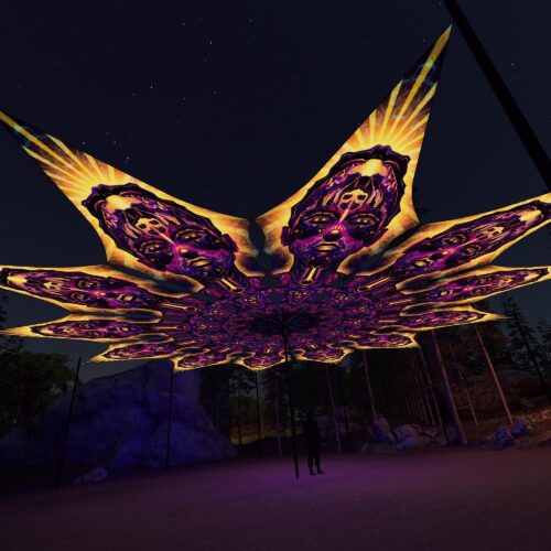 AS-PT01 - 12 Petals Canopy Set - UV-Reactive Flurescent Ceiling Decoration - 3D-Preview