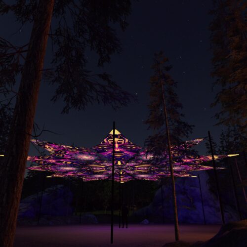 AS-PT02 and AS-PT03 - 12 Petals Canopy Set - UV-Reactive Flurescent Ceiling Decoration - 3D-Preview