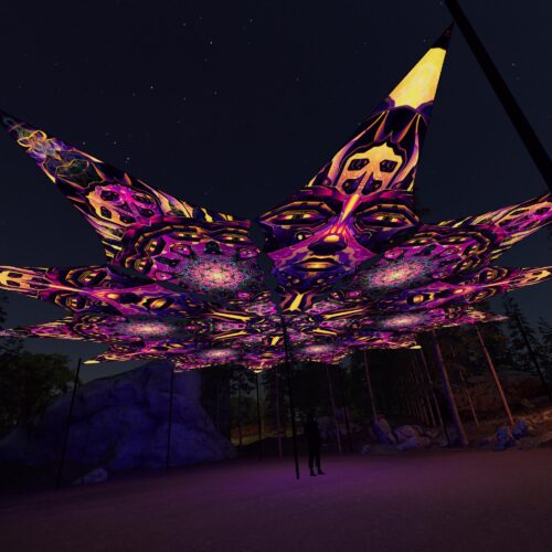 AS-PT02 and AS-PT03 - 12 Petals Canopy Set - UV-Reactive Flurescent Ceiling Decoration - 3D-Preview
