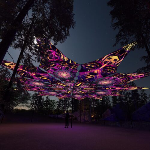 AS-PT02 and AS-PT03 - 12 Petals Canopy Set - UV-Reactive Flurescent Ceiling Decoration - 3D-Preview