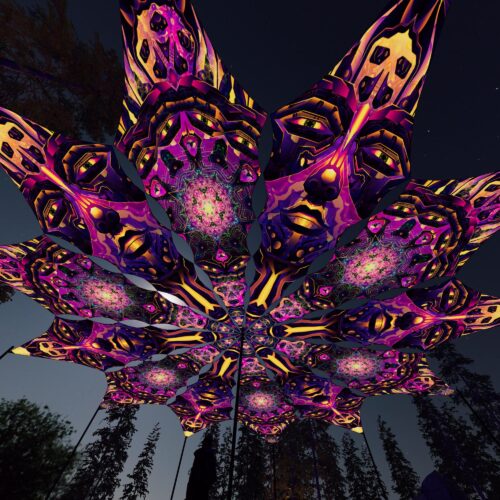 AS-PT02 and AS-PT03 - 12 Petals Canopy Set - UV-Reactive Flurescent Ceiling Decoration - 3D-Preview