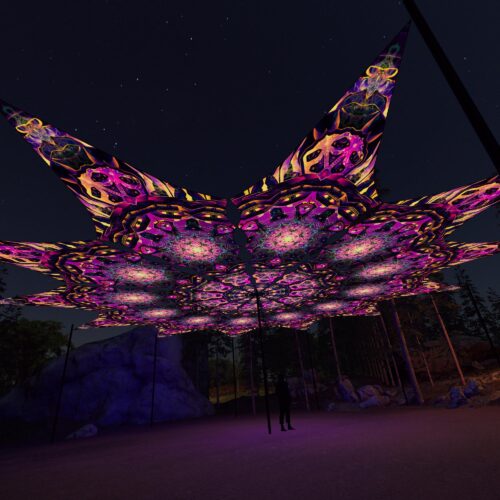 AS-PT03 - 12 Petals Canopy Set - UV-Reactive Flurescent Ceiling Decoration - 3D-Preview