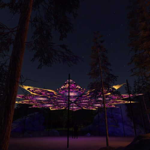 AS-PT03 and AS-PT01 - 12 Petals Canopy Set - UV-Reactive Flurescent Ceiling Decoration - 3D-Preview