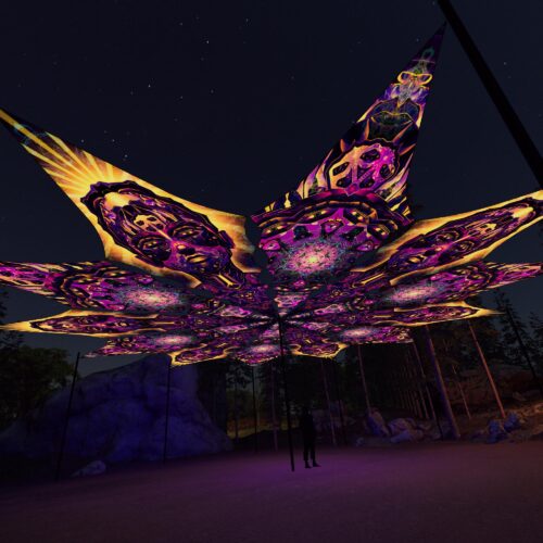 AS-PT03 and AS-PT01 - 12 Petals Canopy Set - UV-Reactive Flurescent Ceiling Decoration - 3D-Preview