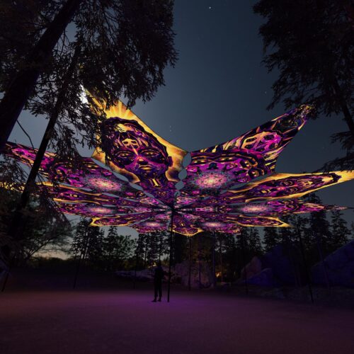 AS-PT03 and AS-PT01 - 12 Petals Canopy Set - UV-Reactive Flurescent Ceiling Decoration - 3D-Preview